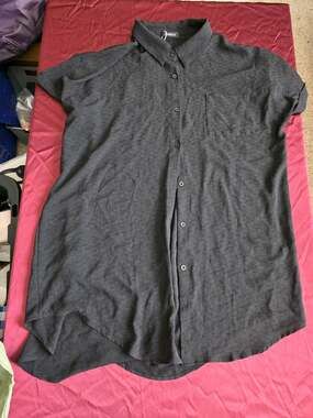 BSUBSEACH Women's Short Sleeve Button-Down Black Cover-up XXL